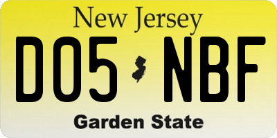 NJ license plate D05NBF