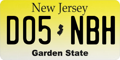NJ license plate D05NBH