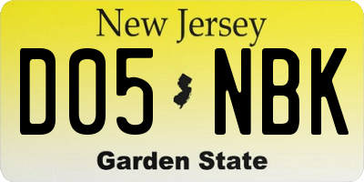NJ license plate D05NBK