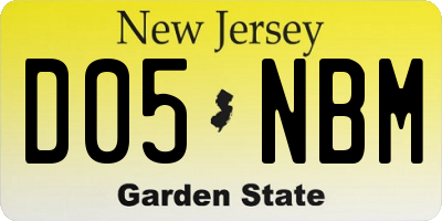 NJ license plate D05NBM
