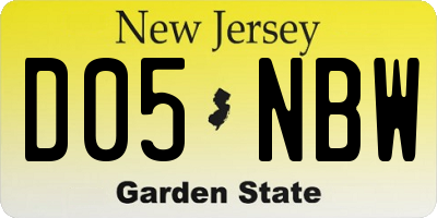 NJ license plate D05NBW