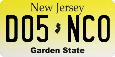 NJ license plate D05NCO