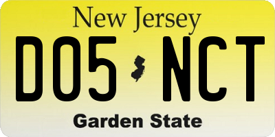 NJ license plate D05NCT