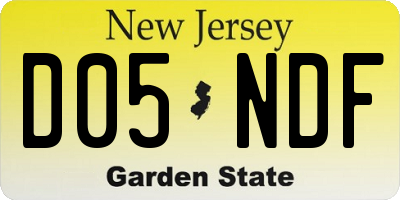 NJ license plate D05NDF