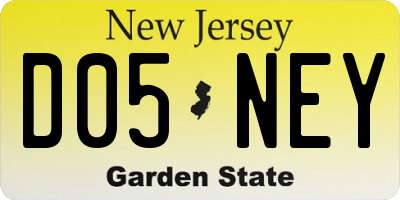 NJ license plate D05NEY