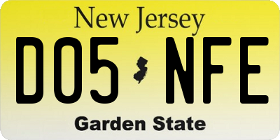 NJ license plate D05NFE