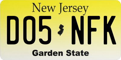 NJ license plate D05NFK