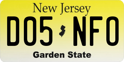 NJ license plate D05NFO