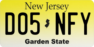 NJ license plate D05NFY