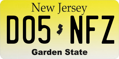 NJ license plate D05NFZ