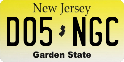 NJ license plate D05NGC