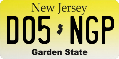 NJ license plate D05NGP