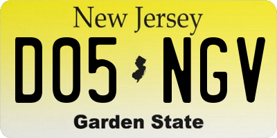NJ license plate D05NGV