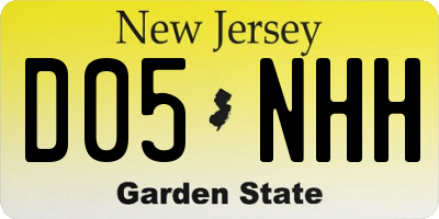 NJ license plate D05NHH