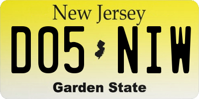 NJ license plate D05NIW