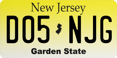 NJ license plate D05NJG