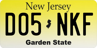 NJ license plate D05NKF