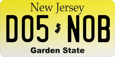 NJ license plate D05NOB