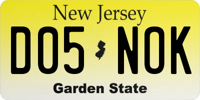 NJ license plate D05NOK