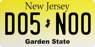 NJ license plate D05NOO