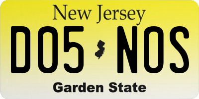 NJ license plate D05NOS