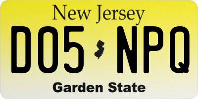 NJ license plate D05NPQ