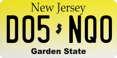 NJ license plate D05NQO