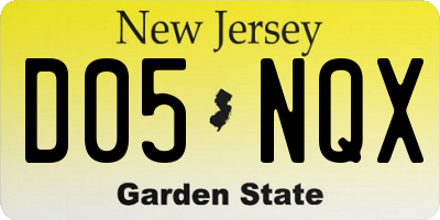 NJ license plate D05NQX