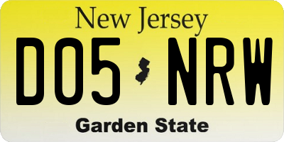 NJ license plate D05NRW
