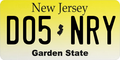 NJ license plate D05NRY