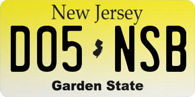 NJ license plate D05NSB