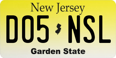 NJ license plate D05NSL