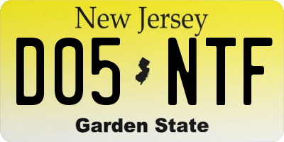 NJ license plate D05NTF