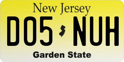 NJ license plate D05NUH