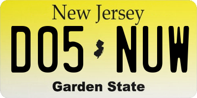 NJ license plate D05NUW