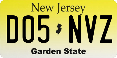 NJ license plate D05NVZ