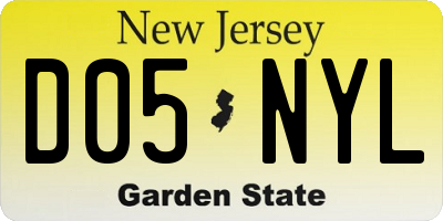 NJ license plate D05NYL