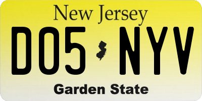 NJ license plate D05NYV