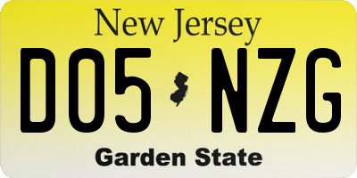 NJ license plate D05NZG