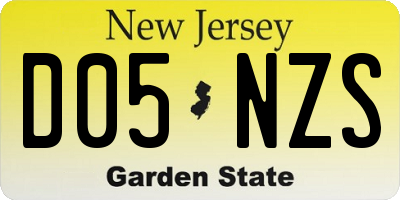NJ license plate D05NZS