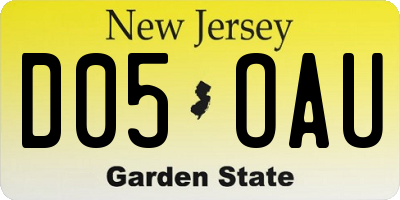 NJ license plate D05OAU