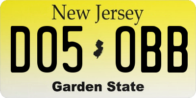 NJ license plate D05OBB