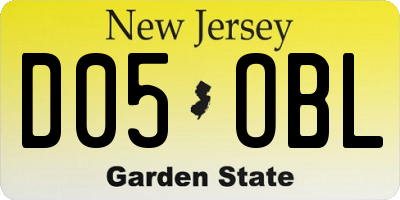 NJ license plate D05OBL