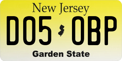 NJ license plate D05OBP