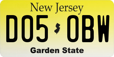 NJ license plate D05OBW
