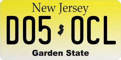 NJ license plate D05OCL