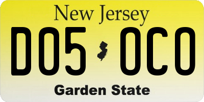 NJ license plate D05OCO