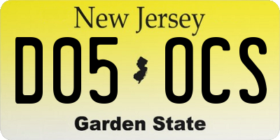 NJ license plate D05OCS