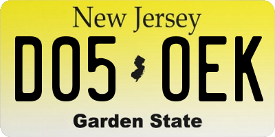 NJ license plate D05OEK