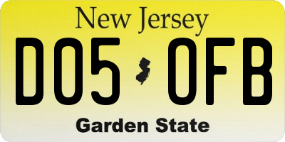 NJ license plate D05OFB
